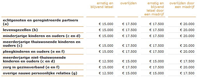Affectieschade en letselschade schadebedragen